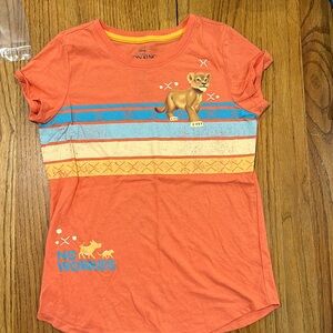 Disney Lion King shirt sleeve tshirt, girls size L 10-12, peach yellow, blue.
